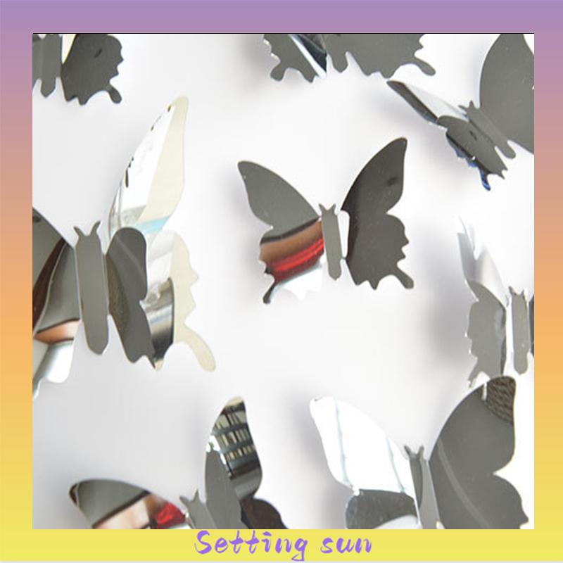 Tiga -Dimensi Pet Mirror 3D Butterfly Wall Sticker Stiker Ruang Tidur Ruang Ruang Ruang Belajar Studi TN