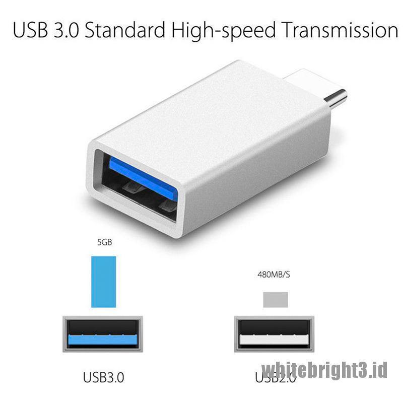 &lt; White3 &gt; Adapter Konverter OTG USB Tipe-C Ke USB-A 3.0 Female 3.1 Untuk Mac Nexus 5X