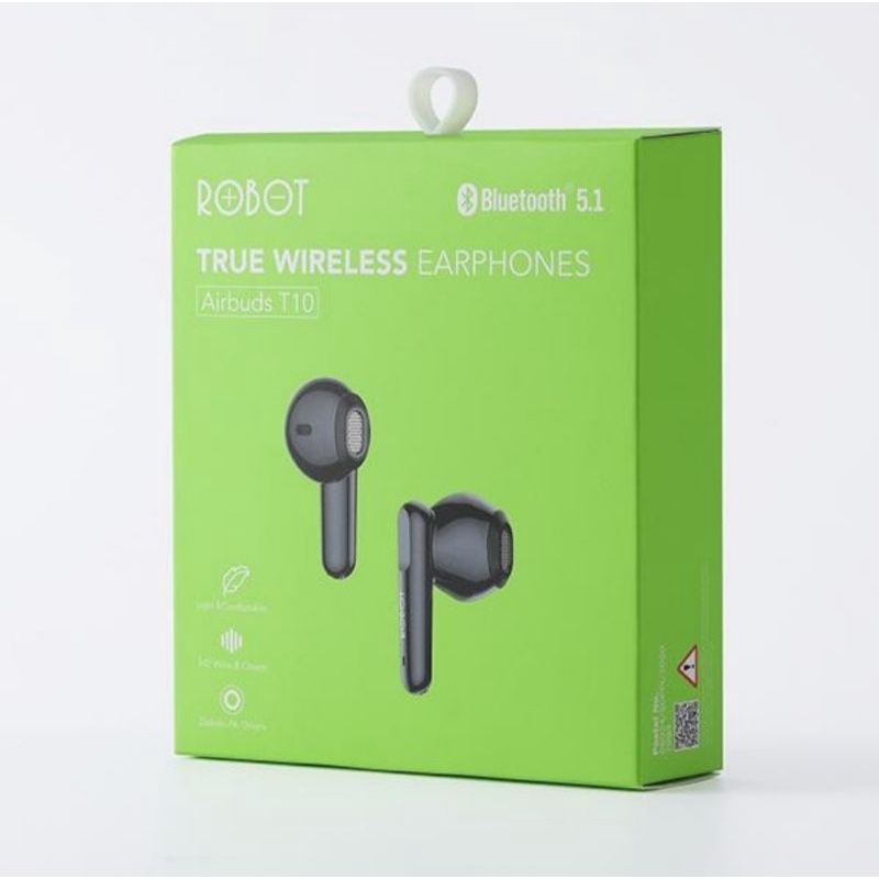 earphone ROBOT T10 Earbuds IPX4 Bluetooth 5.1 Semi-In-Ear True Wireless Airbuds ori