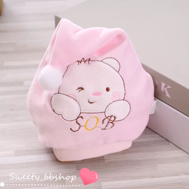 Topi bayi kurcaci katun newborn bordir beruang 0-4 bulan