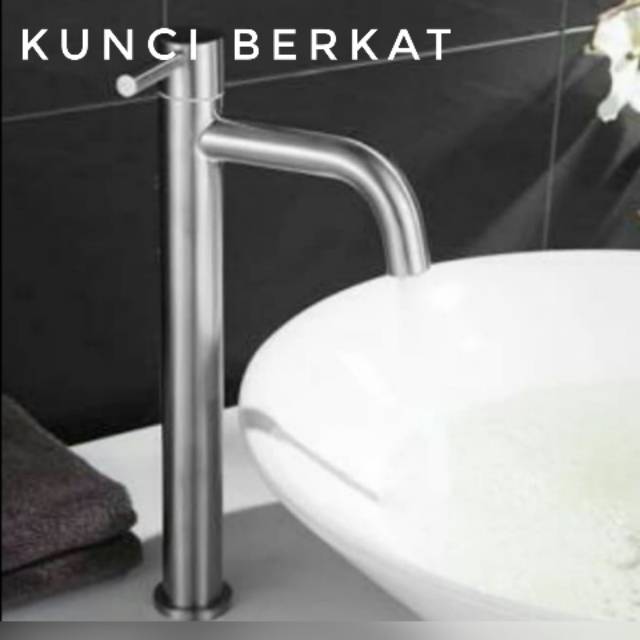 Kran Wastafel Tinggi/Keran wastapel Long 30cm/Stainless Doff/Dop/Anti Karat/Sumber air dr Meja