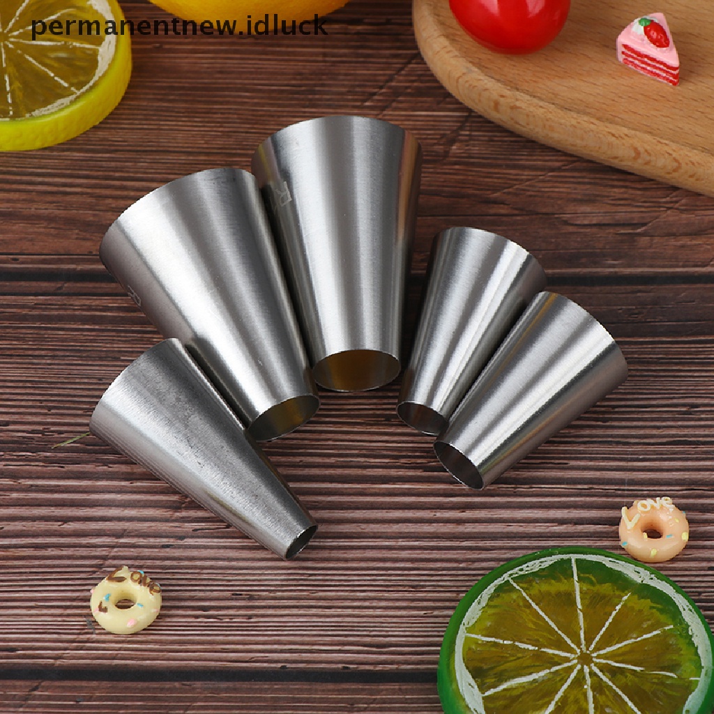 5 Pcs Alat Nozzle Icing Piping Krim Bentuk Bulat Besar Untuk Dekorasi Kue