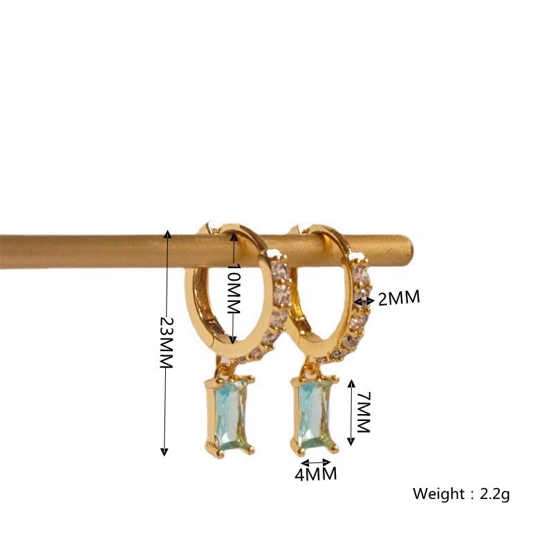 Anting Tusuk Lapis Emas 18k Gaya Korea Dengan Zircon Berwarna Untuk Wanita