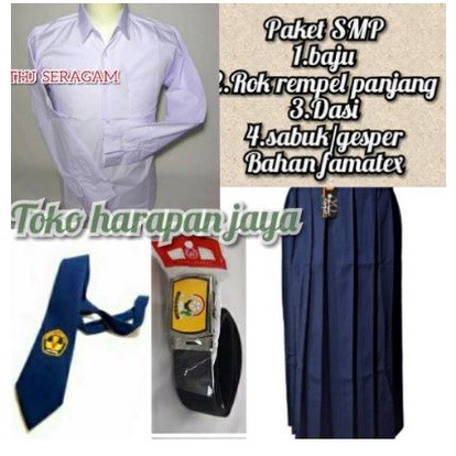 seragam sekolah smp lengkap LENGAN PANJANG perempuan rok