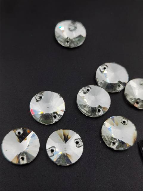 BERLIAN KRISTAL MOTIF BULAT WARNA PUTIH KUALITAS AA 14 MM PER LUSIN