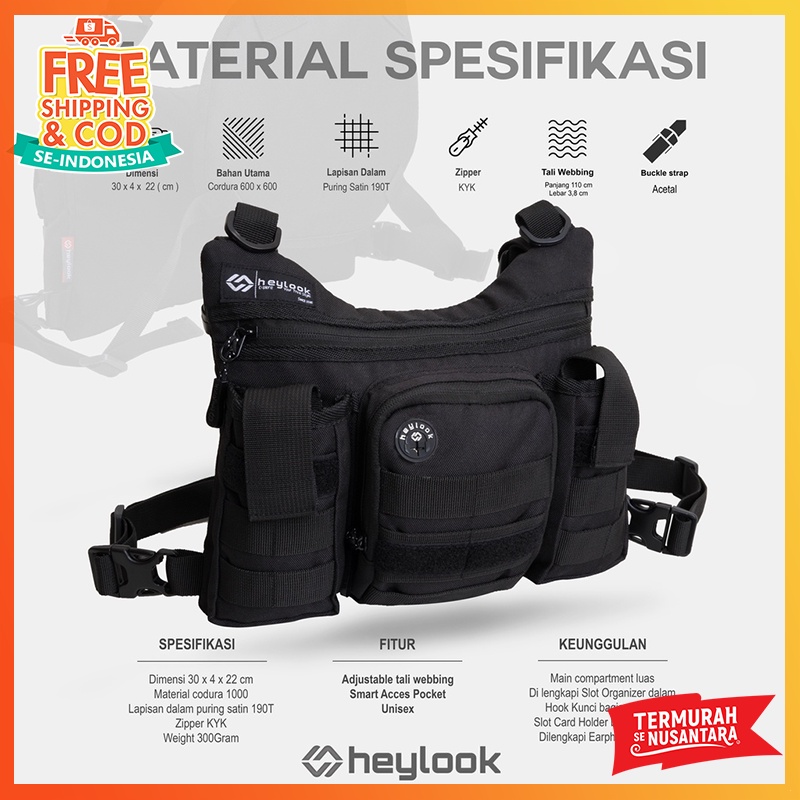 Chest Bag Tas Dada Tas Rompi Premium Tas Dada Pria Tas Dada Cowok Tas Dada Laki Laki Tas Dada Biker Motor Banyak Saku Multifungsi