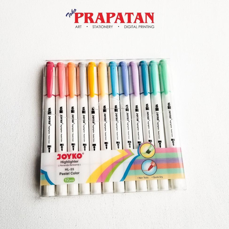 

[KODE PRODUK EBK0B9544] Spidol Highlighter Marker Pastel Color Joyko 12 warna HL-55