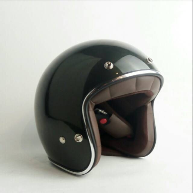 Helm Motor Retro Boulter Olive Green