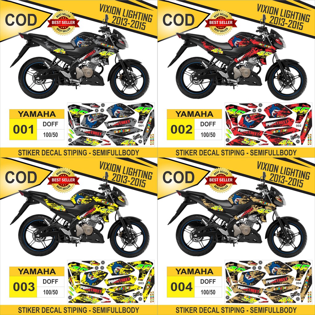 Stiker Decal Striping Yamaha Vixion Lighting 2013-2015 Semifullbody Variasi Rossi