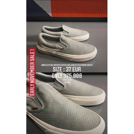 vans woven check slip on belgian block