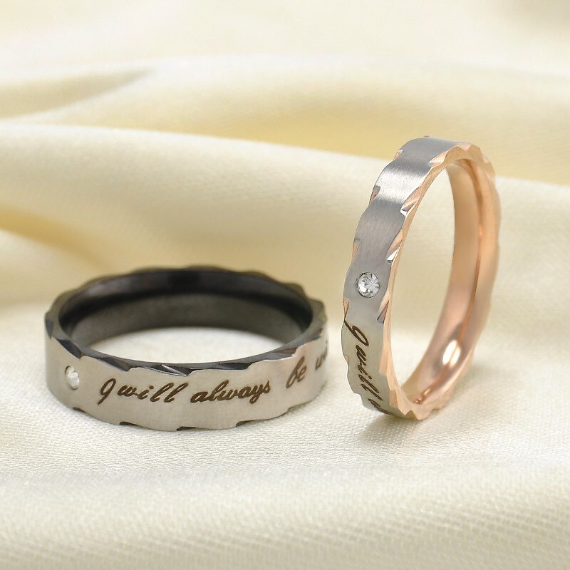 Cincin Pasangan Bahan Stainless Steel Desain I Always With You Gaya Klasik Untuk Pernikahan