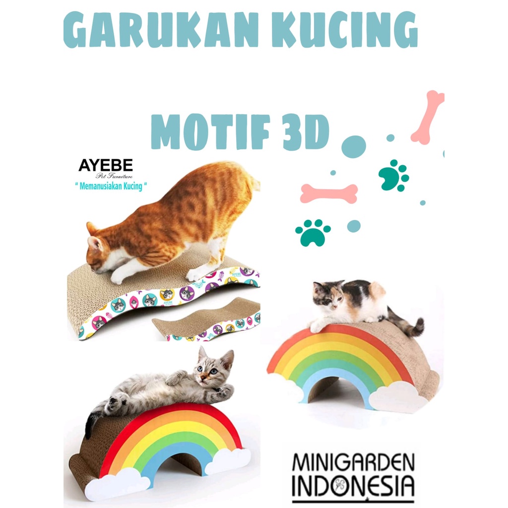 GARUKAN KUCING MOTIF OMBAK PELANGI CAT SCRATCHER AYEBE CAKARAN KUCING