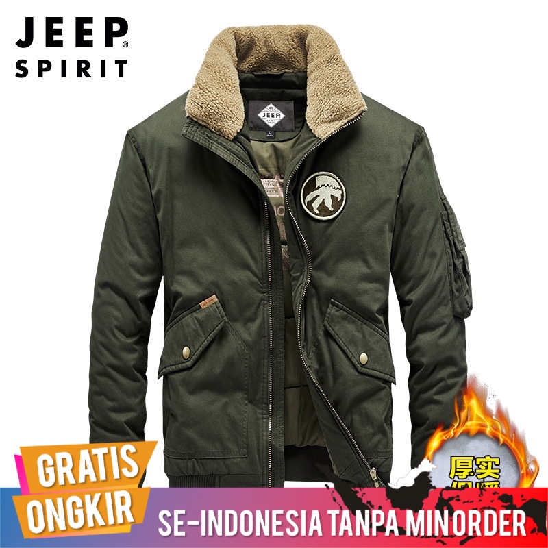 Jaket Pria Import Original Jeep Spirit Musim Dingin Tebal Kasual Hangat  Pria Bulu Berlapis