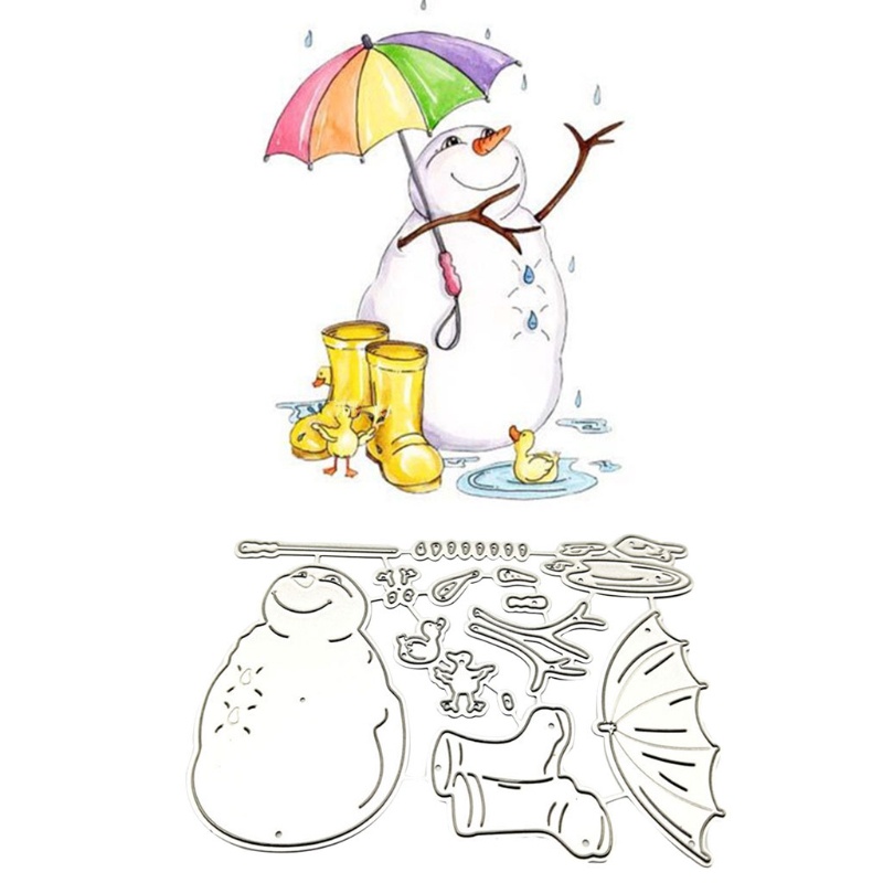 Cetakan Stensil Cutting Dies Motif Snowman Natal Bahan Metal Untuk Scrapbook / Craft DIY / Embossing