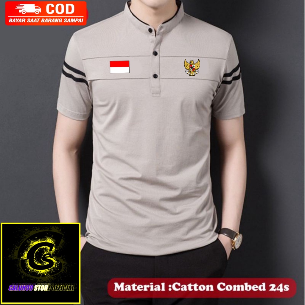 polo shanghai logo Kaos Polo Katun Combed 24S dengan Logo Garuda dan Bendera Merah Putih, Baju Kemer