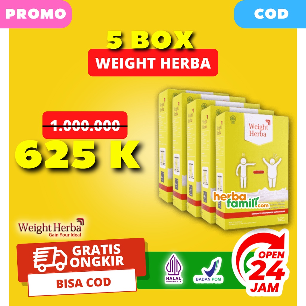 5 BOX Weight Herba Original Official Asli 5 BOX | Susu Penggemuk Badan Weightherba Cara Alami Menambah Berat Badan WEIGHT HERBA