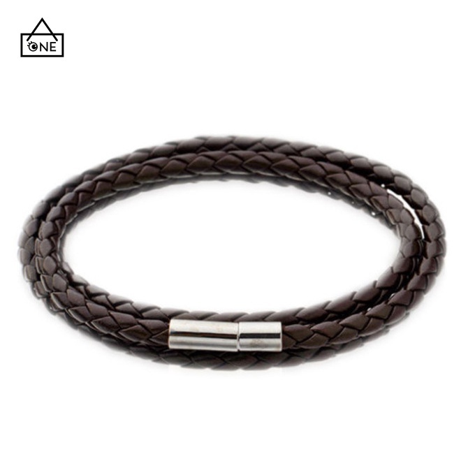 COD Korea Fashion Unisex Gelang Multi-layer Jalinan Twist Bracelet Tali Kulit hitam A one