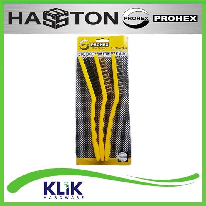 Hasston Prohex Sikat 3-in-1 Set Kawat Nylon Tembaga 3 Pcs - 7 9 Inch Pilih Ukuran