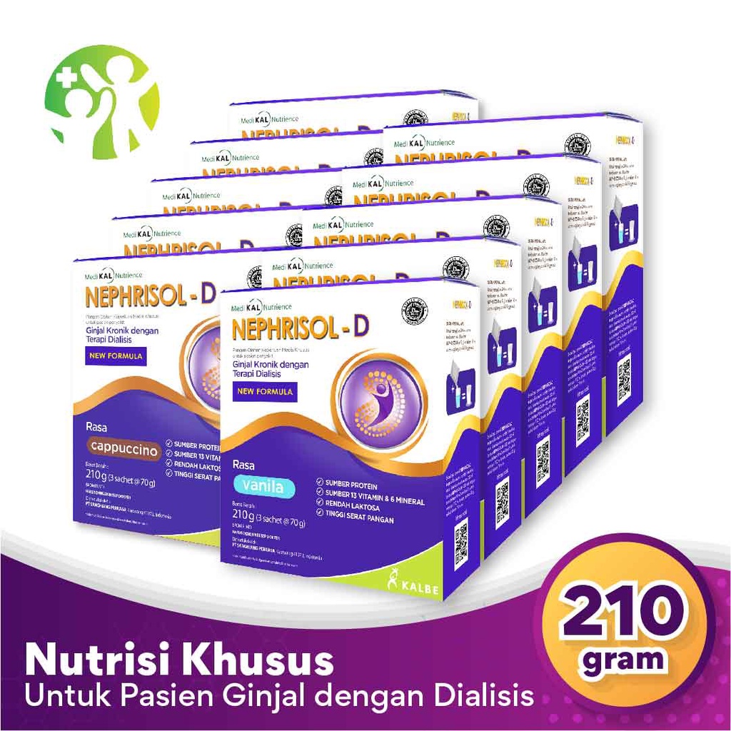 

Bundle 10 Box Nephrisol D - Nutrisi Tinggi Protein Pasien Gagal Ginjal