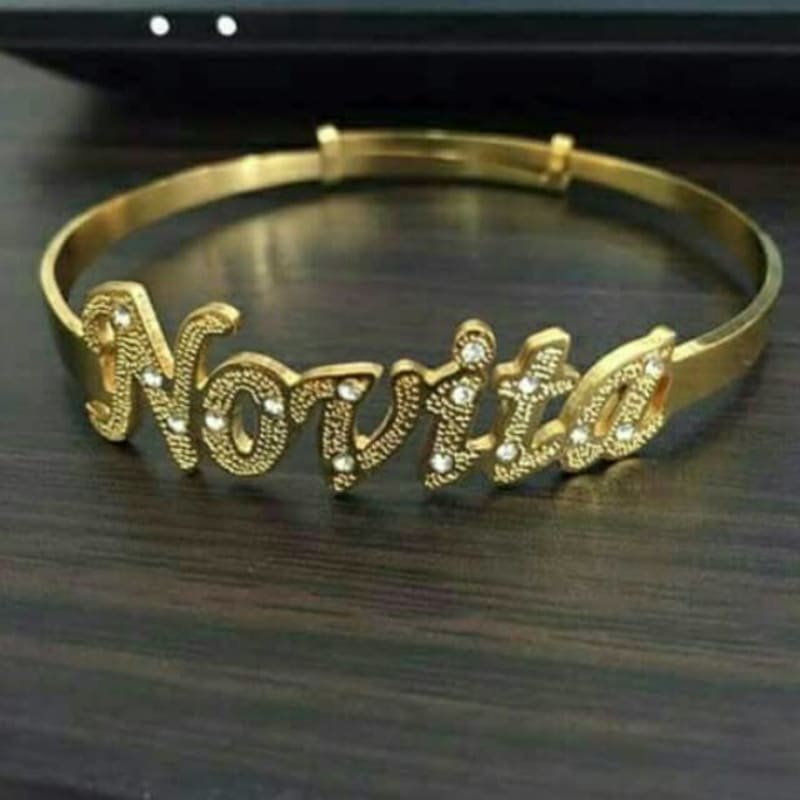 Gelang nama lapis emas / ukir nama / Tempah nama / custom / gelang bangle