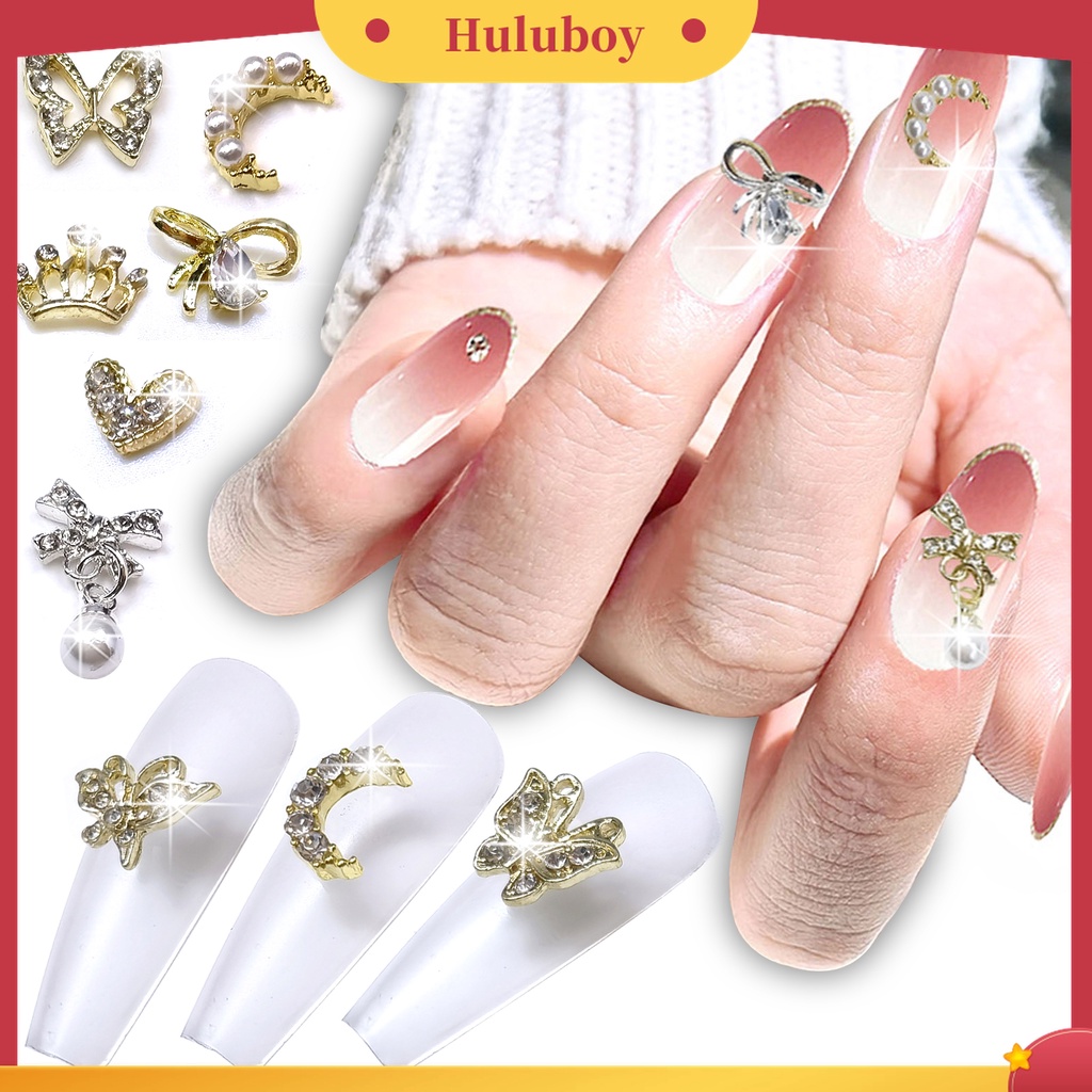 Huluboy Huluboy♡ 10pcs Charms Kuku 3D Desain Acak Untuk Salon Manicure