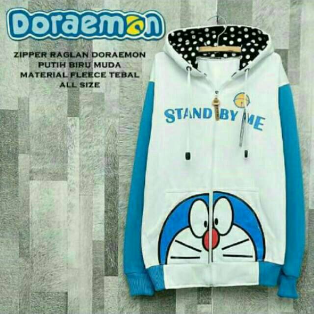 Jaket wanita doraemon premium putih turkish