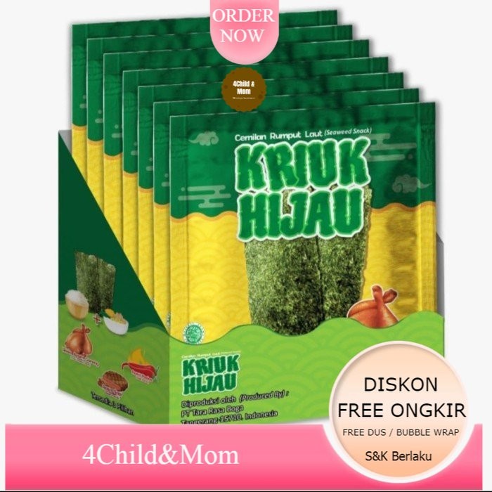 

Kriuk Hijau Snack Cemilan Rumput Laut 48 gram