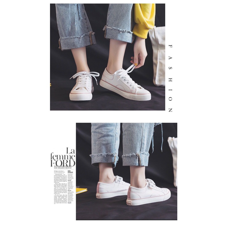 [ PAKAI DUS SEPATU ] IDEALIFESHOES Sepatu Wanita Sneaker Putih Garis Biru Import Sport Sepatu Casual Korea Style Murah