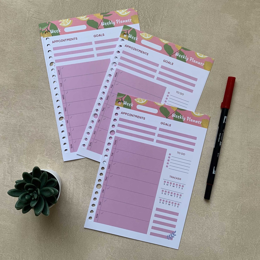 

Loose leaf/isi binder Weekly Planner PINK 2022 Full color 25 lembar 100 gsm