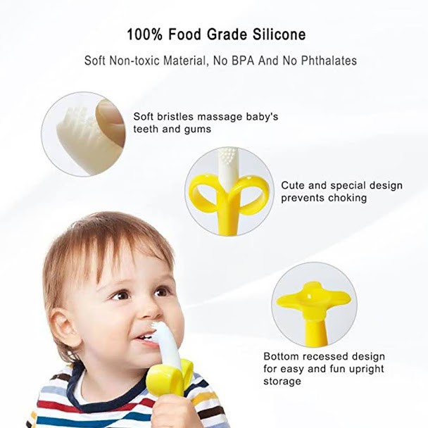 Teether Pisang Bayi Teether Banana Silicone Teether Toothbrush TT-01 Sikat Gigi Bayi Sikat Gusi Bayi Sikat Bayi