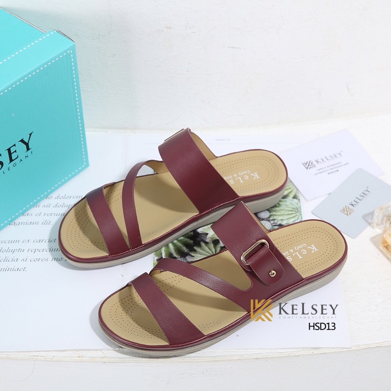 Kelsey sandal HSD13 Flat Shoes Wanita Import Slide Ujung Terbuka