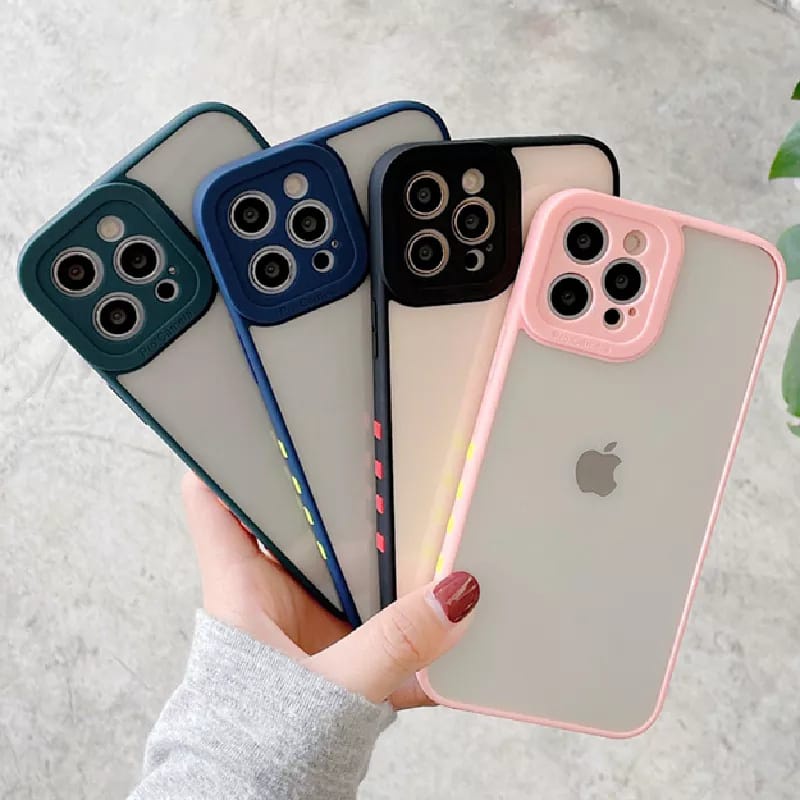 Case iPhone 11 Pro | iPhone 12 Mini | iPhone 12 Pro Max | iPhone 13 Casing Ponsel Bumper Silikon Lembut Modis Sampul Akrilik Transparan Tahan Benturan