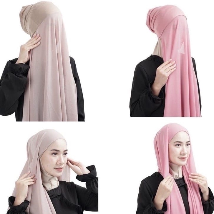 PASHMINA INNER Ceruty Babydoll /HIJAB Pasmina Instant Panjang Plus Inner /Hijab Pashmina Terbaru