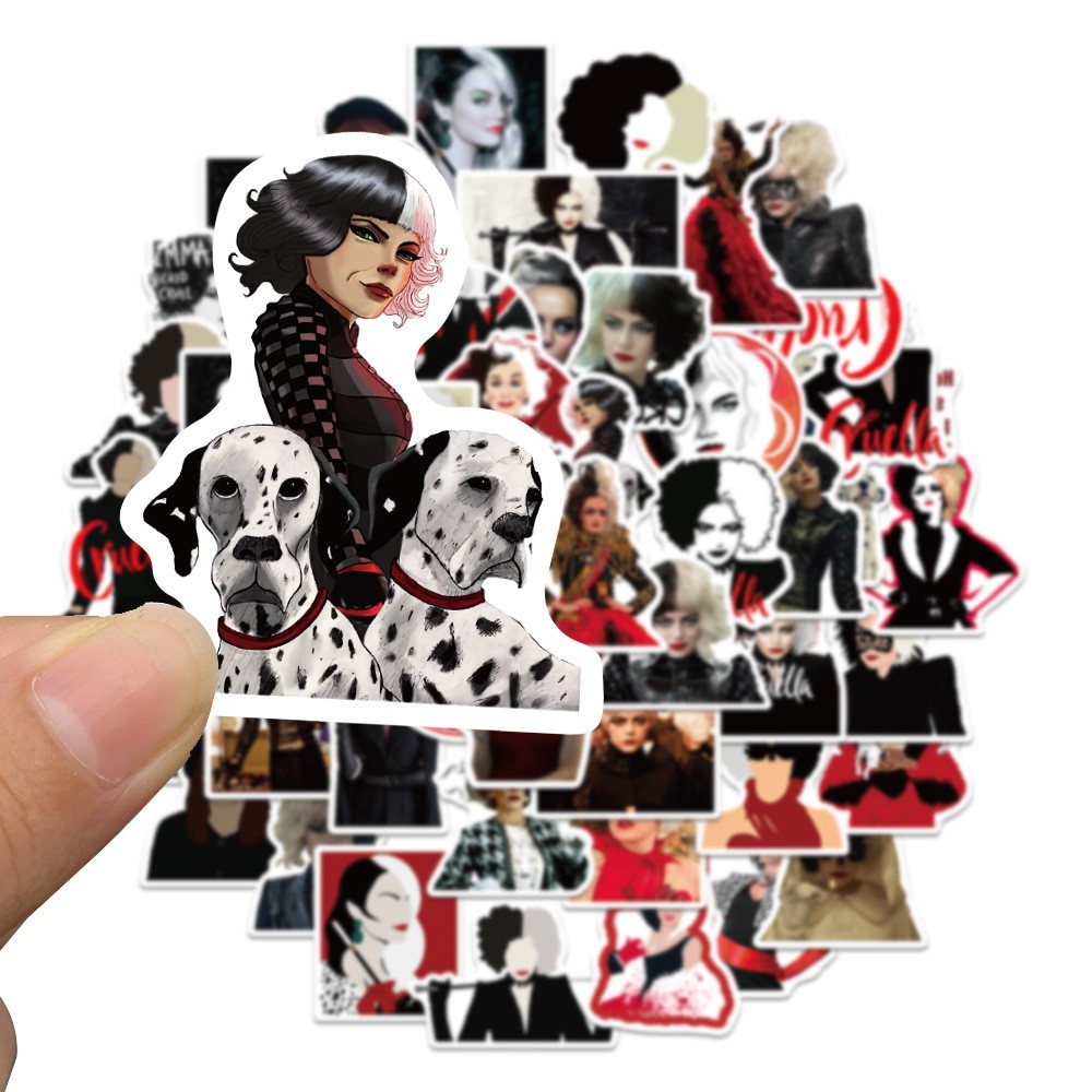 50pcs Cruella De Vil Sticker Self-adhesive Luggage Case Mobile Phone Case Skateboard Laptop Decorative Waterproof Sticker