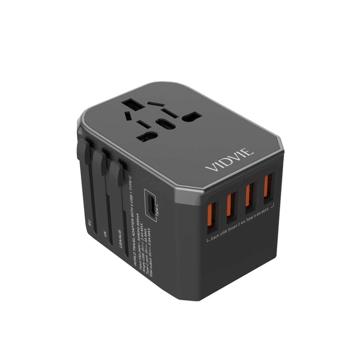 VIDVIE Universal World Charger Travel 4 USB with Type-C TA4402