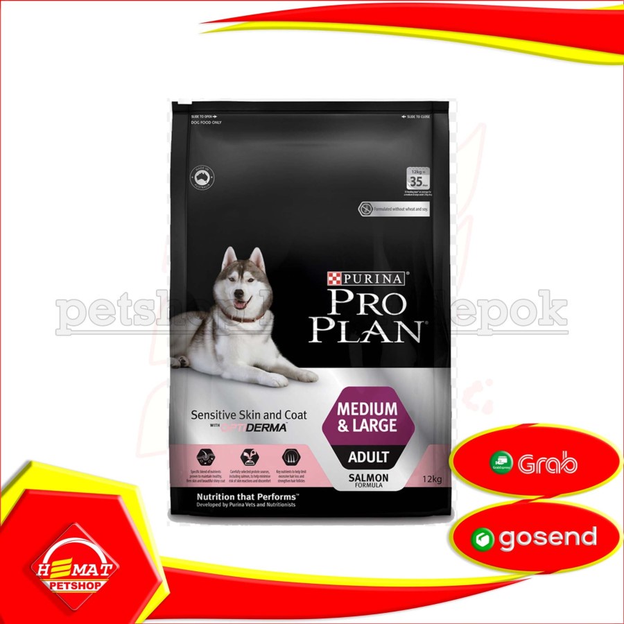 [GOSEND] Dog Food Pro Plan Adult Medium Large Sensitive Skin 12Kg sedang