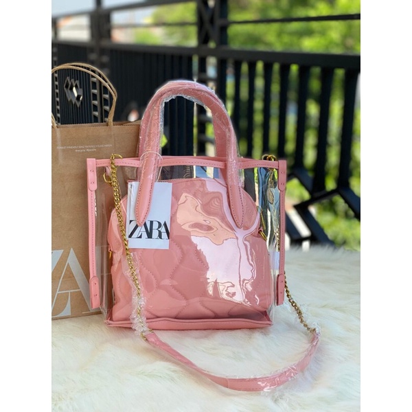 Tas Selempang Transparan Bening Zara Transparan Vinyl Sling Bag ZZ489