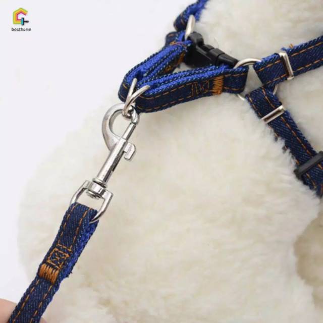 Pet Harness &quot;CLASSIC DENIM&quot; Kalung Tali Tuntun Anjing Besar