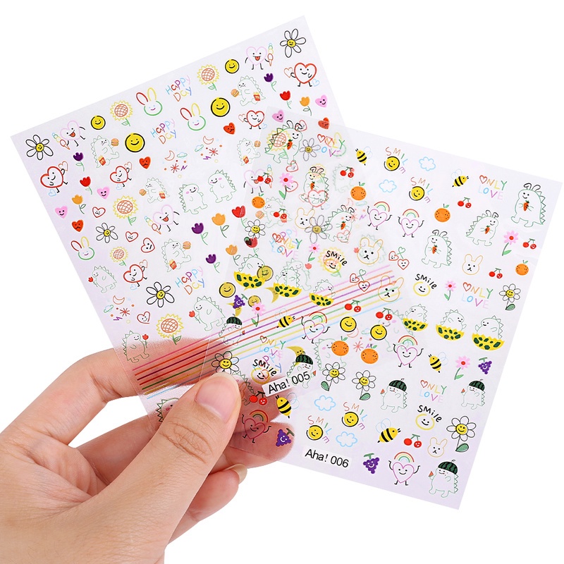 1 Lembar / Pak Stiker Kuku Motif Kartun Dinosaurus Untuk Dekorasi Nail Art / Manicure DIY