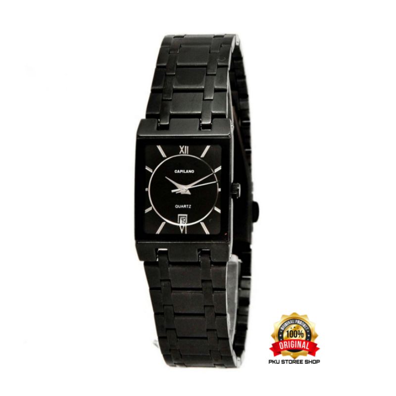 full Black jam tangan capilano fitur tanggal Water proff JAM tangan KASUAL wanita original rantai stainlis stel Case petak jam tangan cewek import capilano jam tangan wanita anti air jam tangan cewek anti air JAM TANGAN CEWEK TERLARIS FITUR TANGGA