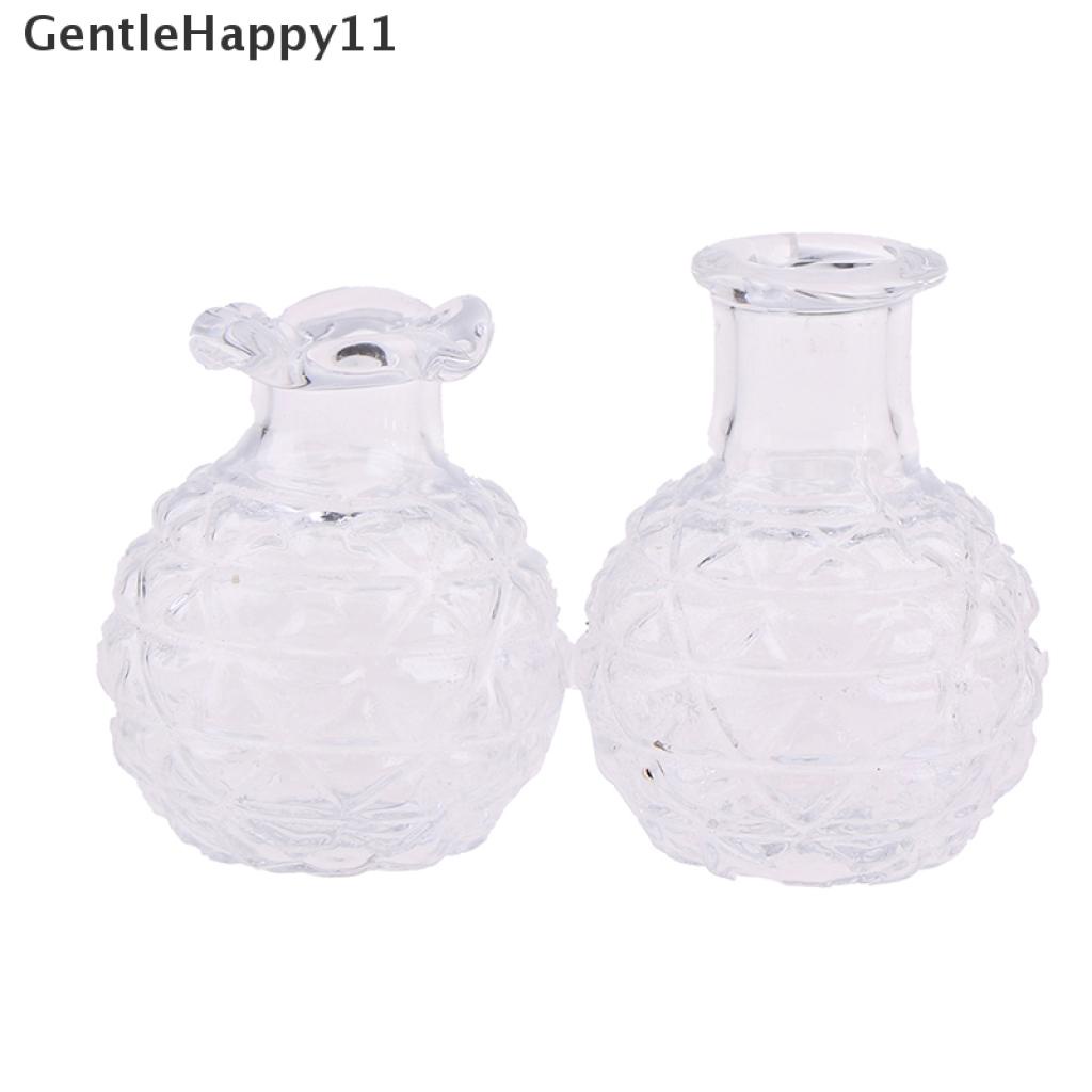 Gentlehappy 2pcs 1: 12rumah Boneka Miniatur Vas Kaca Pot Bunga Rumah Boneka