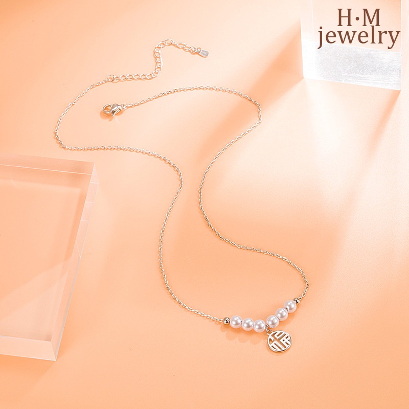 Kalung Rantai Clavicle Simple Dengan Liontin Mutiara Untuk Wanita 2022