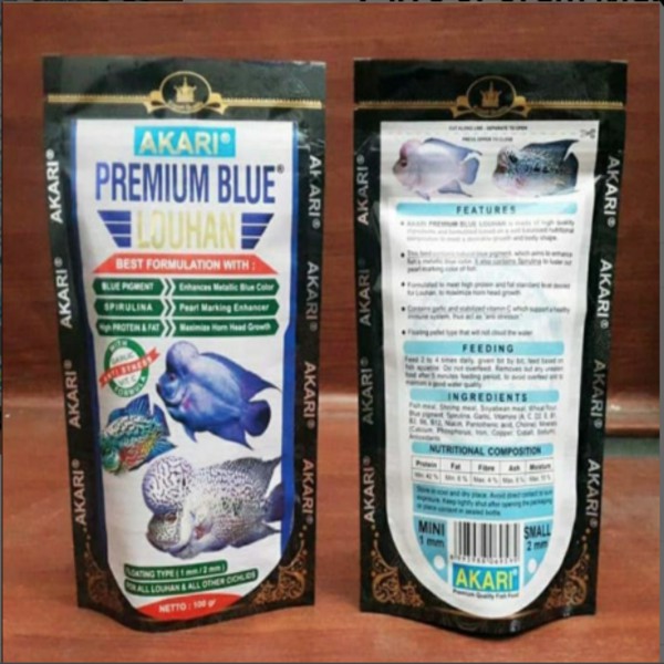 Akari Premium Blue Louhan 250gr 250g 250 g gr gram Makanan Ikan Lohan