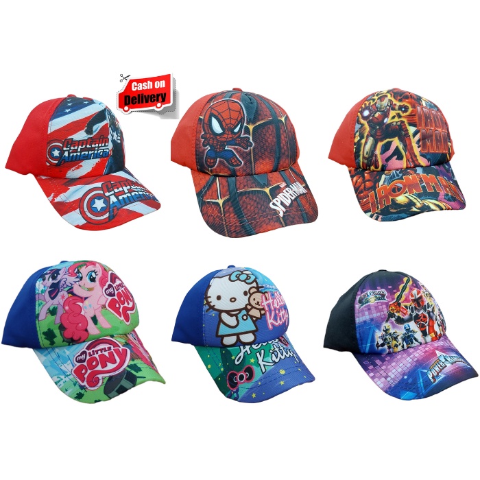 Topi Baseball Anak Print Depan Karakter Avengers / Power Rangers / Little Pony / Hello Kitty Usia 1-8 Tahun Laki Perempuan