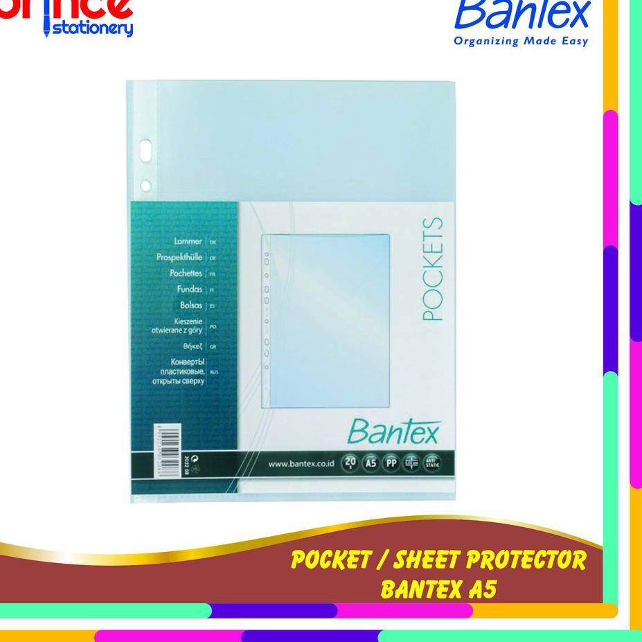 

৳ BANTEX POCKET / SHEET PROTECTOR A5 ISI 20 LEMBAR ン