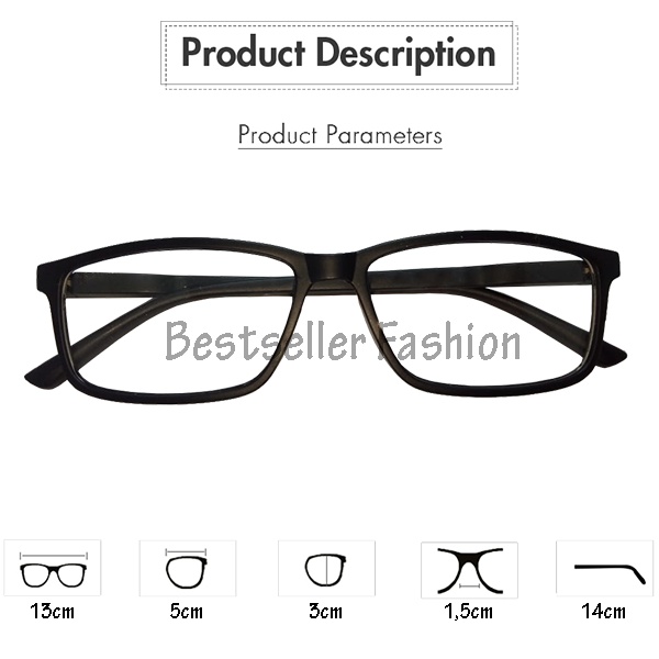 Kacamata Wanita Pria Lensa Transparan Fashion Eyewear Frame Persegi Panjang Kaca Mata Gaya Unisex NO CASE