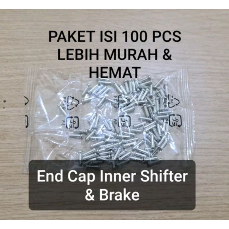 Isi 100 pcs End Caps Cap Cup Tutup Kondom Stoper inner Kawat Kabel Cable Shifter Rem Brake Sepeda