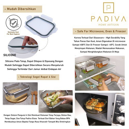 Padiva 640ml (2pcs) Glassbox, 1 compartment - GBP640S