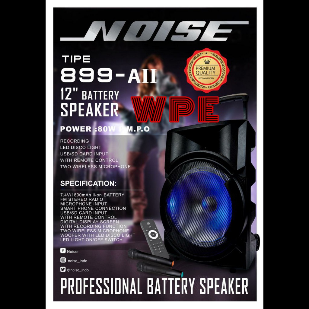 Speaker Portable NOISE 899 AII 12inch Bluetooth USB