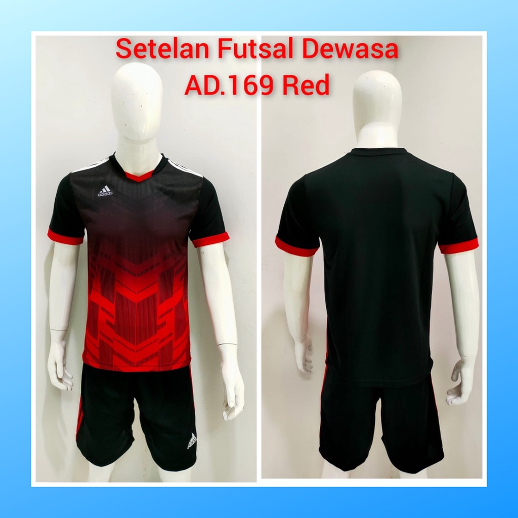 jersey futsal pria kaos sepak bola baju dan celana setelan wanita dewasa t-shirt outfit seragam jarsey kostum olahraga pakaian apparel print sport jersy soccer casual jersi suit AD169 merah